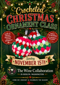 Let’s Crochet Christmas Ornaments at Wine Collaboration Roslyn Sunday November 15!
